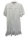 Tanya Taylor Size 8 White Cotton Floral Eyelet Short Sleeve Button Front Dress White / 8