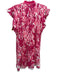 Poupette St. Barth Size M Pink & White Viscose Botanical Print V Neck Dress Pink & White / M