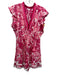 Poupette St. Barth Size M Pink & White Viscose Botanical Print V Neck Dress Pink & White / M