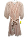 Veronica Beard Size 8 Beige Pink Cotton Short Puff Sleeve V Neck Dress Beige Pink / 8