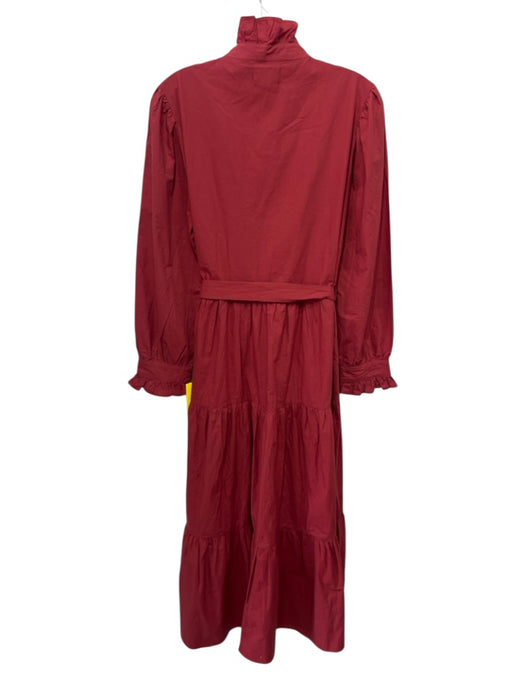 Mille Resort & Travel Size S Red Cotton Long Sleeve Ruffle Detail Tiered Dress Red / S