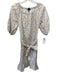Saks Fifth Avenue Size S Beige & White Linen & Cotton Floral Elastic Neck Dress Beige & White / S
