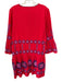 Tyler Boe Size M Red & Blue Cotton Floral Embroidered 3/4 Sleeve Dress Red & Blue / M
