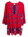Tyler Boe Size M Red & Blue Cotton Floral Embroidered 3/4 Sleeve Dress Red & Blue / M