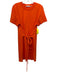 Alice + Olivia Size L Orange Cotton Short Sleeve T Shirt Tie Waist Dress Orange / L