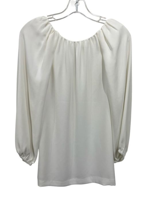 Trina Turk Size M White Polyester Wide Neck V Neck Long Balloon Sleeve Top White / M