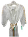 Aether Size S White & Gold Cotton 1/2 Sleeve Metallic Embroidery V Neck Dress White & Gold / S