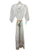 Aether Size S White & Gold Cotton 1/2 Sleeve Metallic Embroidery V Neck Dress White & Gold / S