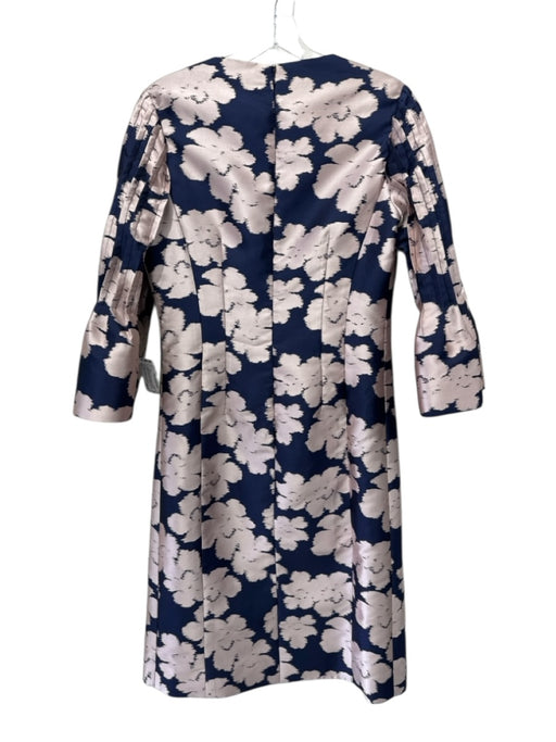 Rickie Freeman for Teri Jon Size 6 Navy Blue & Pink Polyester Jacquard Dress Navy Blue & Pink / 6