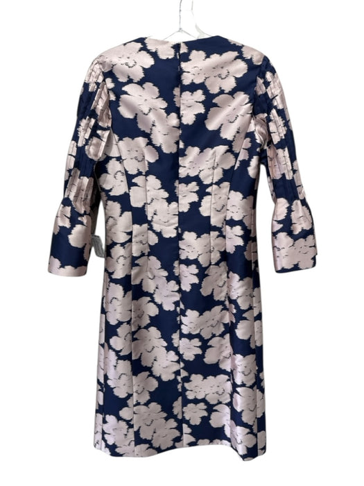 Rickie Freeman for Teri Jon Size 6 Navy Blue & Pink Polyester Jacquard Dress Navy Blue & Pink / 6