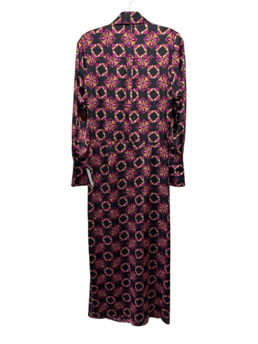 Misa Size S Black, Brown & Pink Polyester Geometric Long Sleeve V Neck Dress Black, Brown & Pink / S