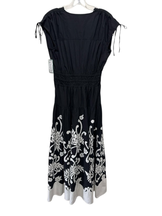 Derek Lam 10 Crosby Size 6 Black & White Cotton Blend Floral Embellishment Dress Black & White / 6