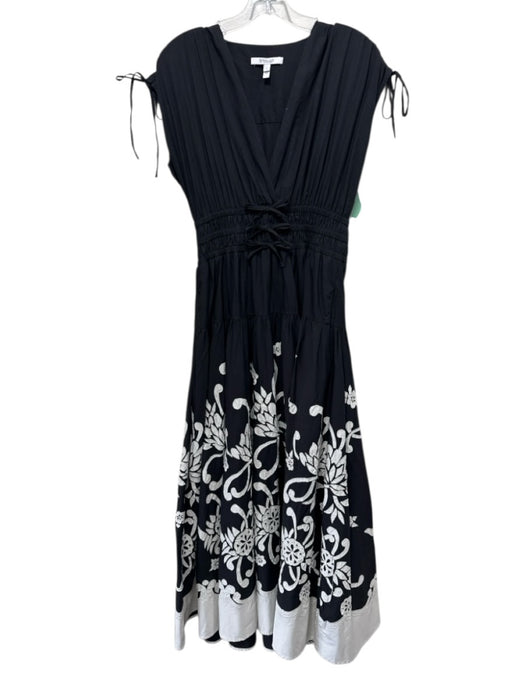 Derek Lam 10 Crosby Size 6 Black & White Cotton Blend Floral Embellishment Dress Black & White / 6