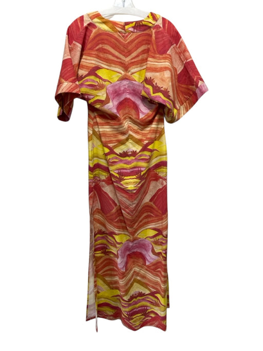 Andrea Iyamah Size S/M Orange, Pink & Yellow Viscose Blend Sunset Print Dress Orange, Pink & Yellow / S/M