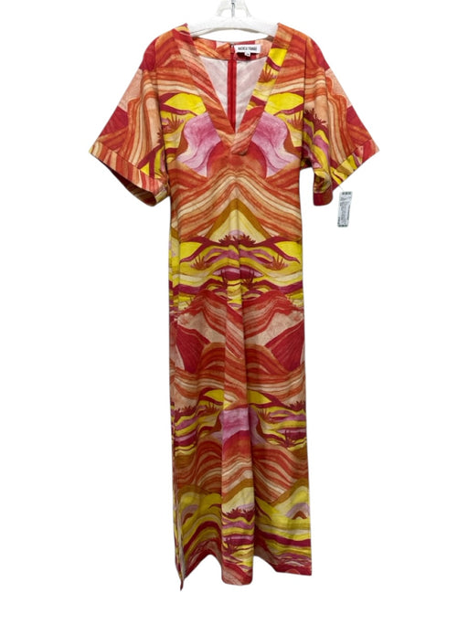 Andrea Iyamah Size S/M Orange, Pink & Yellow Viscose Blend Sunset Print Dress Orange, Pink & Yellow / S/M