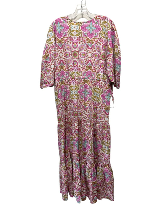Misa Size S White, Pink & Multi Polyester Floral V Neck Drawstring Waist Dress White, Pink & Multi / S