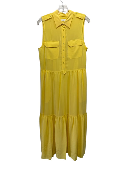 Equipment Femme Size M Yellow Silk Sleeveless 1/2 Button Collared Dress Yellow / M