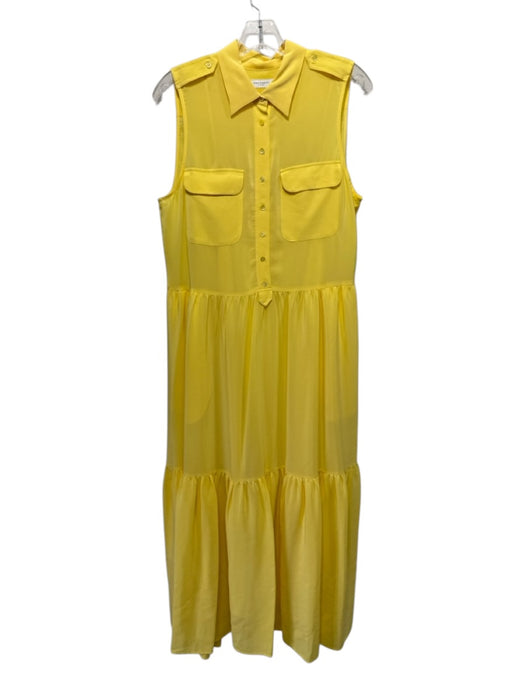 Equipment Femme Size M Yellow Silk Sleeveless 1/2 Button Collared Dress Yellow / M