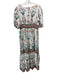 Hannah Size 2 White, Green & Pink Linen Floral 1/2 Balloon Sleeve Dress White, Green & Pink / 2
