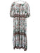 Hannah Size 2 White, Green & Pink Linen Floral 1/2 Balloon Sleeve Dress White, Green & Pink / 2