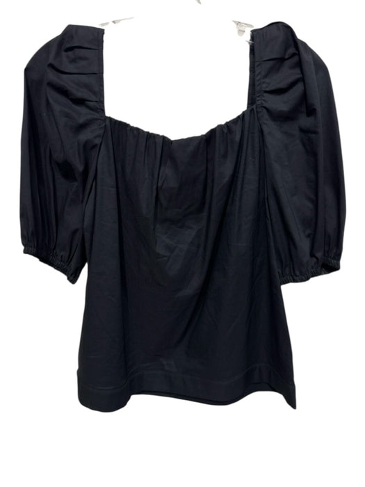 Finley Size M Black Cotton Blend Square Neck Short Balloon Sleeve Top Black / M