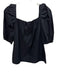 Finley Size M Black Cotton Blend Square Neck Short Balloon Sleeve Top Black / M