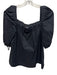 Finley Size M Black Cotton Blend Square Neck Short Balloon Sleeve Top Black / M