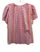 XiRENA Size M Pink & Yellow Cotton Geometric Cap Sleeve V Neck Top Pink & Yellow / M