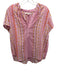 XiRENA Size M Pink & Yellow Cotton Geometric Cap Sleeve V Neck Top Pink & Yellow / M