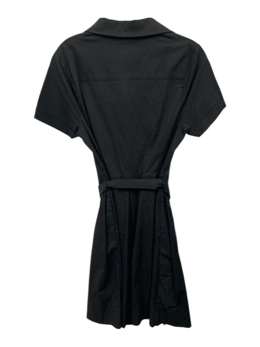 Frances Valentine Size M Black Cotton & Lycra Short Sleeve Buttons Mini Dress Black / M