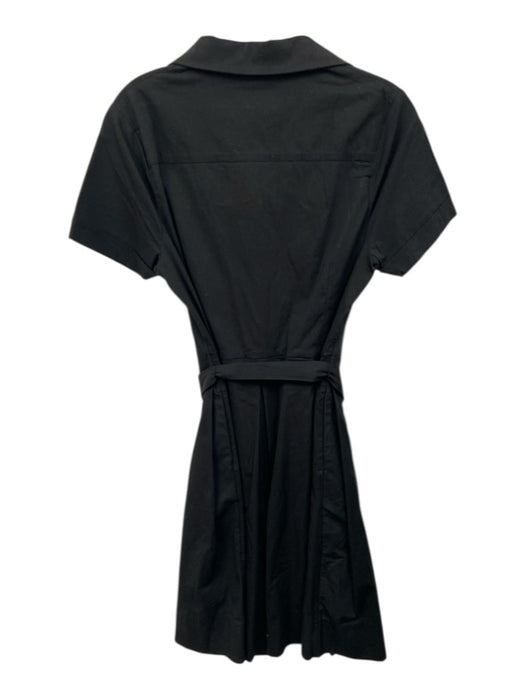 Frances Valentine Size M Black Cotton & Lycra Short Sleeve Buttons Mini Dress Black / M