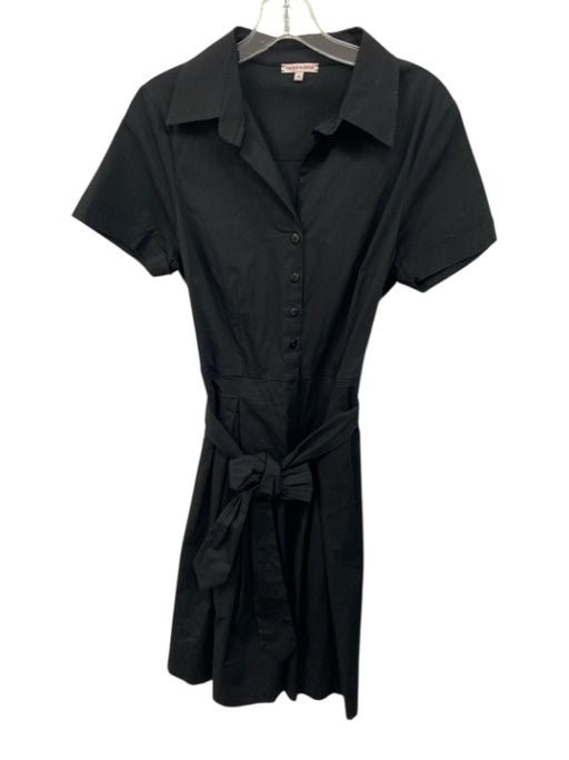 Frances Valentine Size M Black Cotton & Lycra Short Sleeve Buttons Mini Dress Black / M