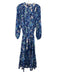 Kobi Halperin Size XL Blue & White Cotton Long Sleeve Floral Print Midi Dress Blue & White / XL