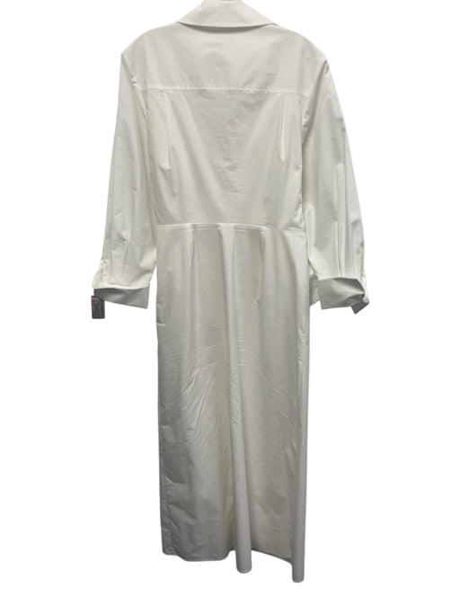 Simkhai Size 8 White Cotton & Polyester Long Sleeve Wrap Waist tie Midi Dress White / 8