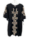 Frances Valentine Size XS Black, Beige, White Cotton & Linen 1/2 Sleeve Dress Black, Beige, White / XS