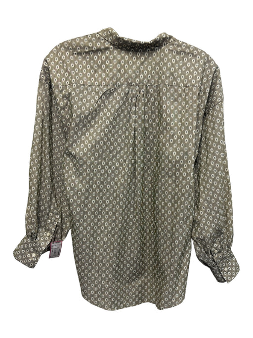 Ann Mashburn Size S Beige & Brown Cotton Long Sleeve Stripe & Floral Blouse Top Beige & Brown / S