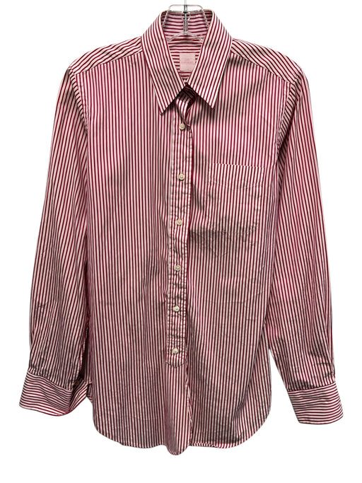 Ann Mashburn Size M Pink & White Cotton Long Sleeve Stripe Blouse Top Pink & White / M