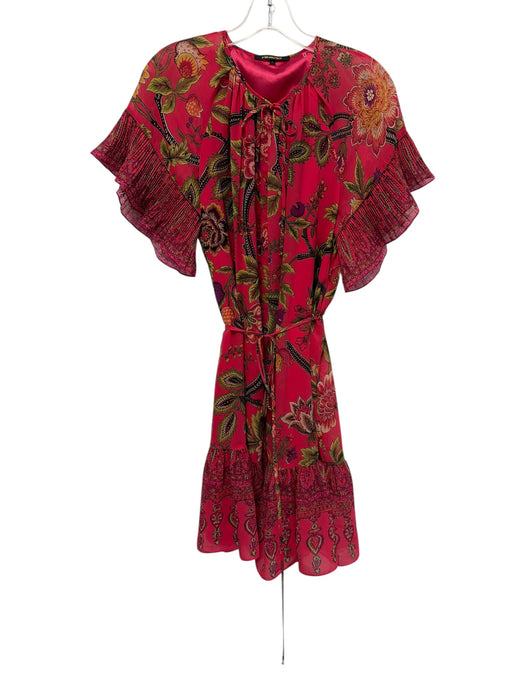 Kobi Halperin Size S Pink, Green, Yellow Polyester Short Sleeve Buttons Dress Pink, Green, Yellow / S