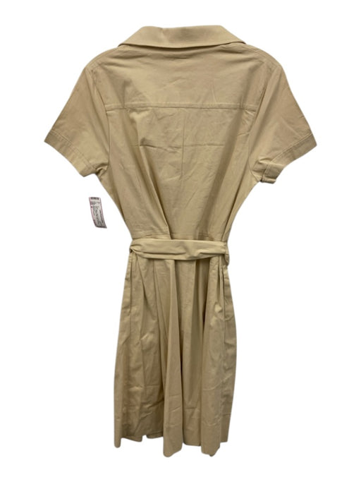 Frances Valentine Size M Beige Cotton & Lycra Short Sleeve Buttons Mini Dress Beige / M