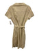 Frances Valentine Size M Beige Cotton & Lycra Short Sleeve Buttons Mini Dress Beige / M