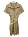 Frances Valentine Size M Beige Cotton & Lycra Short Sleeve Buttons Mini Dress Beige / M