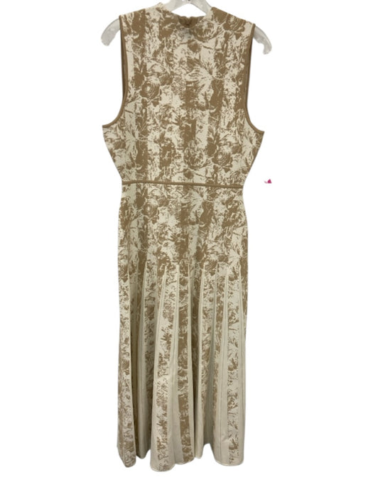 Lela Rose Size M Beige & White Viscose & Polyester Sleeveless Abstract Dress Beige & White / M
