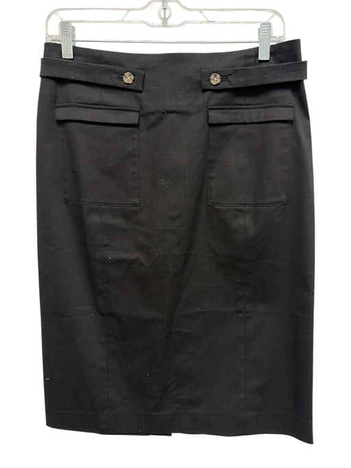 Frances Valentine Size 8 Black Cotton & Spandex Buttons Flap Pockets Skirt Black / 8