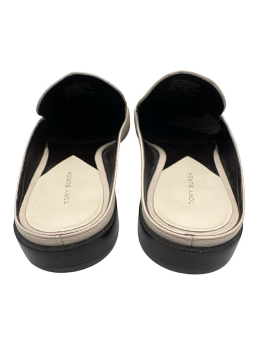 Tory Burch Shoe Size 8 White & Gold Leather Horse Bit Slip On Mules White & Gold / 8