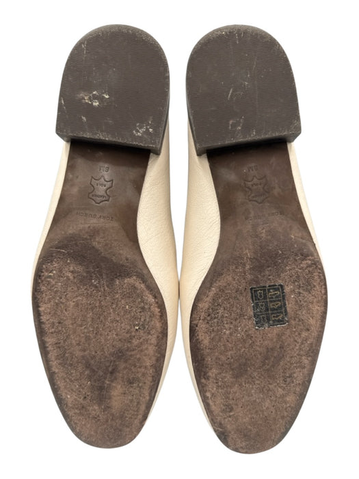 Tory Burch Shoe Size 8 White & Gold Leather Horse Bit Slip On Mules White & Gold / 8