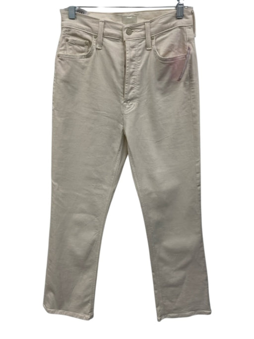 Mother Size 27 White Cotton Button Fly High Rise Straight Jeans White / 27