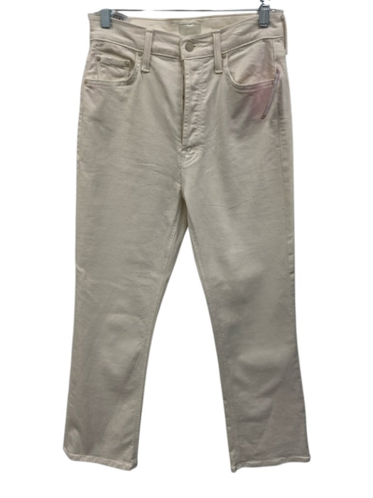 Mother Size 27 White Cotton Button Fly High Rise Straight Jeans White / 27