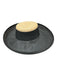 Sonni San Francisco Beige & Black Straw Bow detail Ribbon Semi Sheer Hat Beige & Black