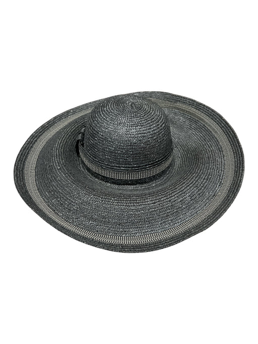Mazzanti Black 95% Straw 5% Cotton Belted Wide Brim Made In Italy Hat Black