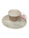 Emma B Pink Sinamay Wide Brim Flowers Semi Sheer Trim Hat Pink